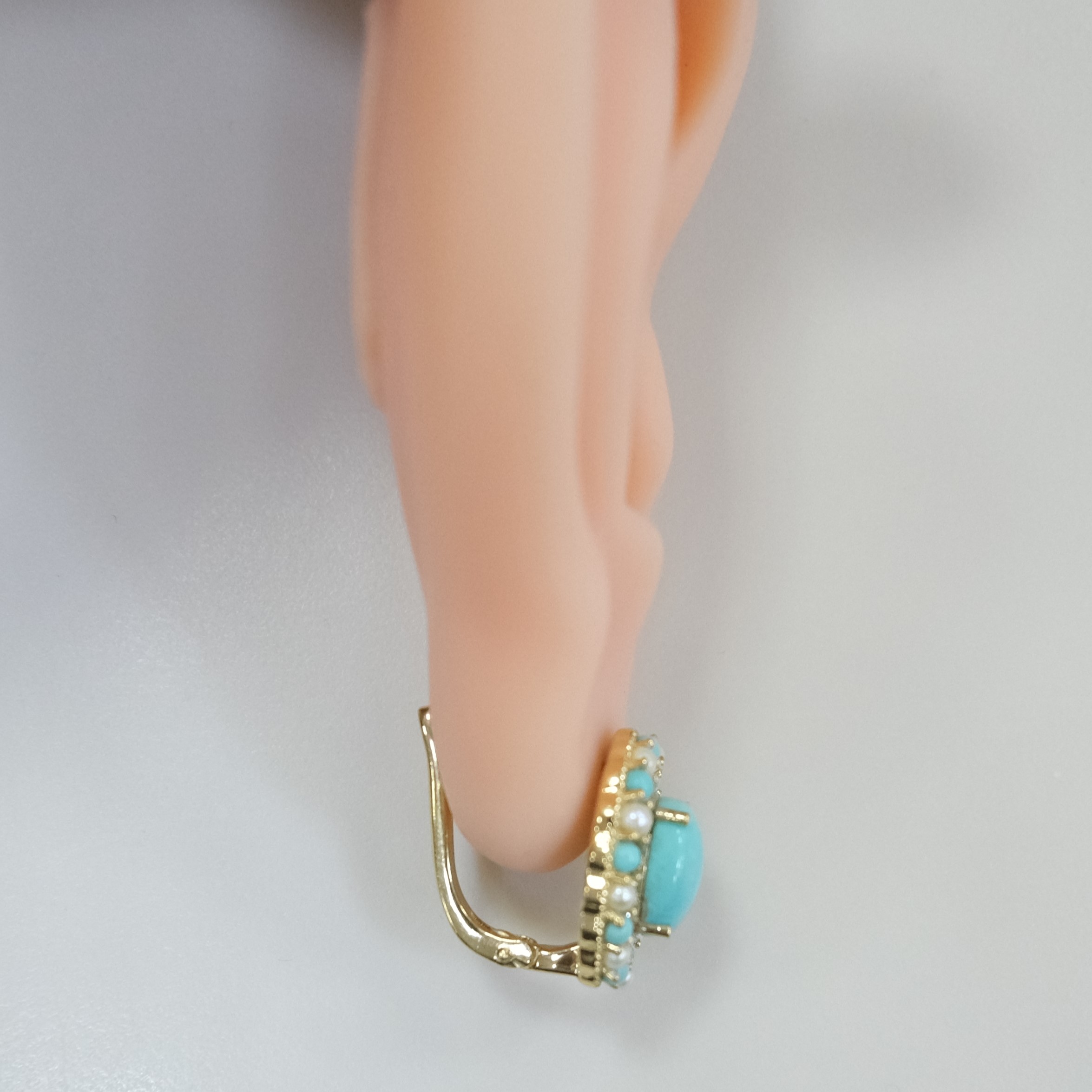 Серебряные серьги с бирюзой и жемчугом